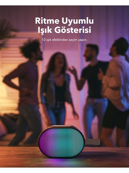 Soundcore Pyro Mini Bluetooth Hoparlör - Çoklu Işık Efektleri - 6W'lık Güçlü Ses - 10 Saat Çalma Süresi - Siyah - A31A0 - 4