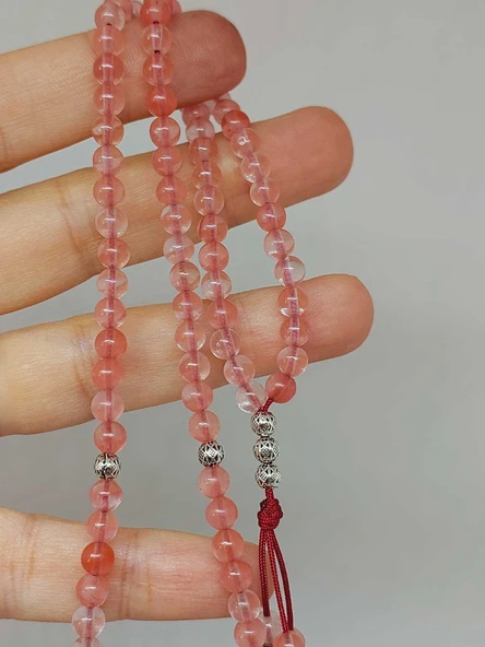 Gül Kuvars Taşı 99luk Tesbih 4mm (45212) - Resim 2