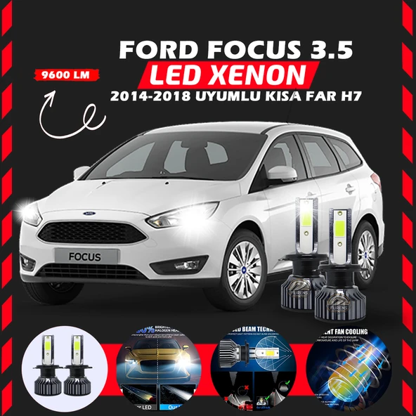 Ford Focus 3.5 2014-2018 Kısa Far Uyumlu Şimşek Etkili Led Xenon Pro Series H7 ürün görseli
