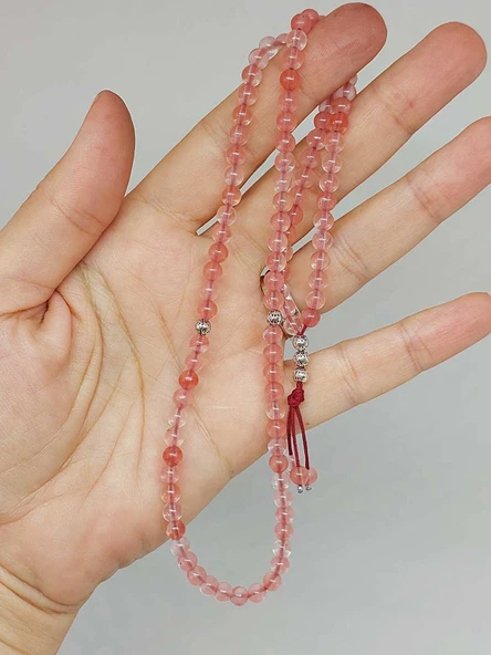 Gül Kuvars Taşı 99luk Tesbih 4mm (45212) - Resim 5