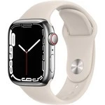 Apple Watch Series 7 Gps + Cellular, 41MM Gümüş Rengi Paslanmaz Çelik Kasa Beyaz Spor Kordon - MKHW3TU/A