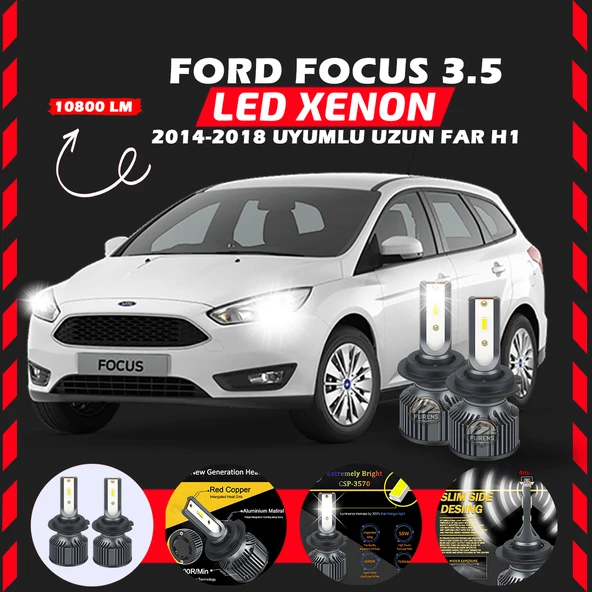 Ford Focus 3.5 2014-2018 Uzun Far Uyumlu Şimşek Etkili Led Xenon Premium Series H1