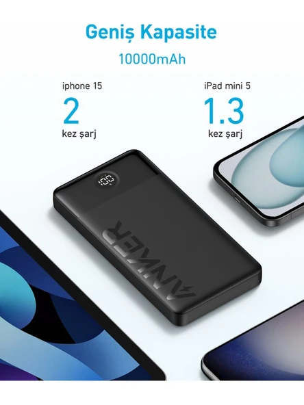 324 Power Bank - Taşınabilir Hızlı Şarj Cihazı - USB-C - 12W 2 Çıkışlı Hızlı Powerbank - Siyah A1237 - 3