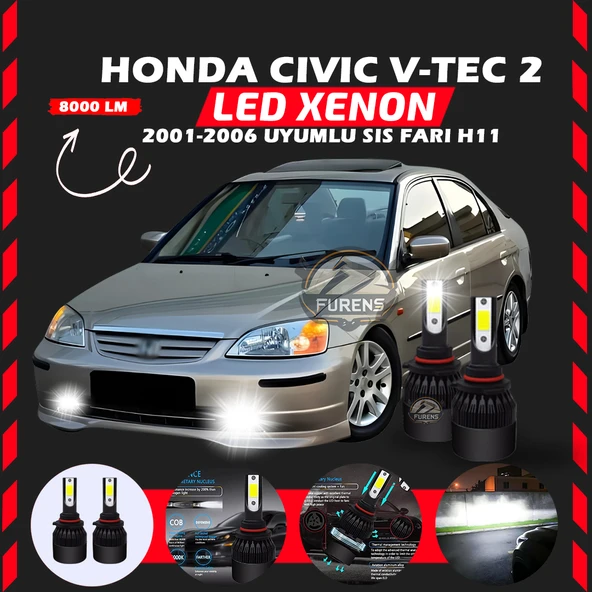 Honda Civic V-TEC 2 2001-2006 Sis Farı Uyumlu Şimşek Etkili Led Xenon Light Series H11 ürün görseli 1