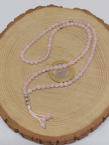 Pembe Kuvars Taşı 99luk Tesbih 4mm (8912) - Resim 6