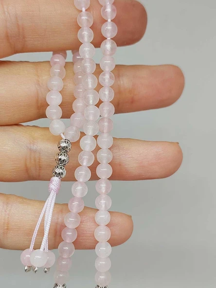 Pembe Kuvars Taşı 99luk Tesbih 4mm (8912) - Resim 2