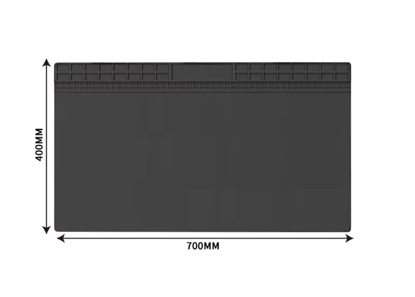 ISIYA DAYANIKLI ELEKTRONİK TAMİR MATI LEHİM PEDİ 700 MM X 400 MM SİYAH