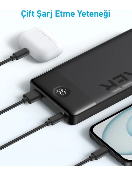 324 Power Bank - Taşınabilir Hızlı Şarj Cihazı - USB-C - 12W 2 Çıkışlı Hızlı Powerbank - Siyah A1237 - 4