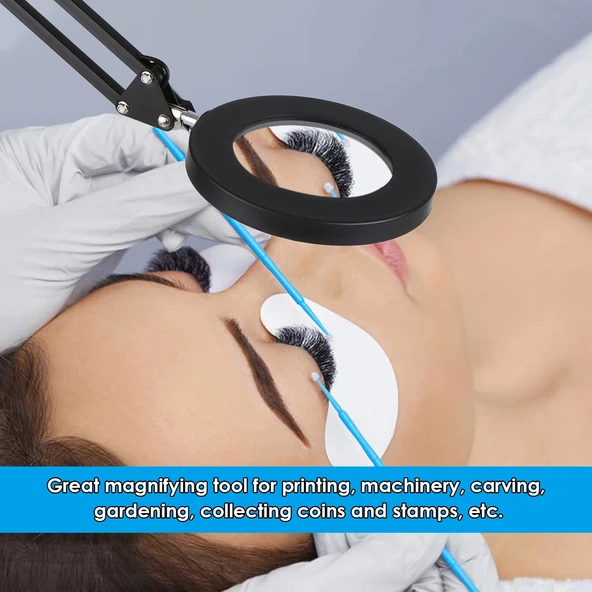 Monozone 8X Büyüteç LED Işık Kısılabilir 3Renk Aydınlatmalı Katlanabilir Dönebilen Masa Lambası Profesyonel Okuma Lambası USB - 5