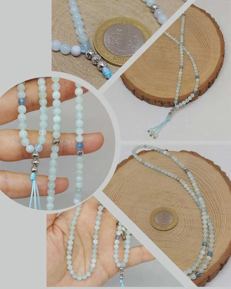 Akuamarin Taşı 99luk Tesbih 4mm (8980)