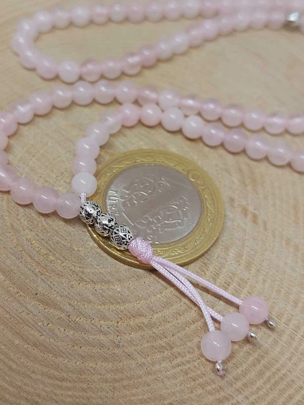 Pembe Kuvars Taşı 99luk Tesbih 4mm (8912) - Resim 3