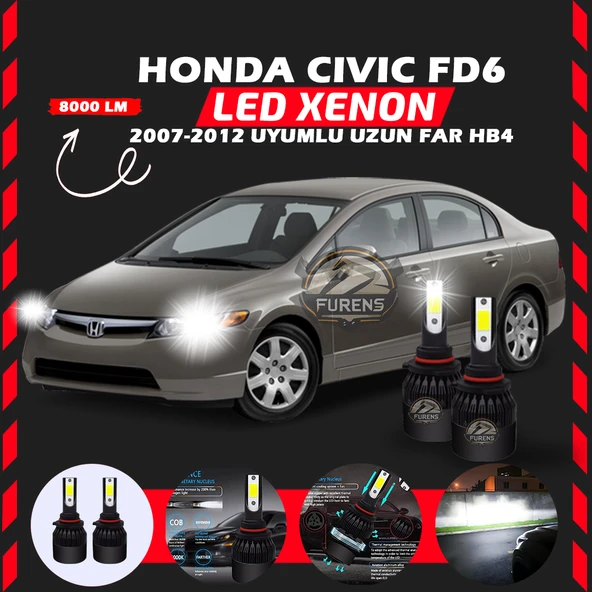 Honda Civic FD6 2007-2012 Uzun Far Uyumlu Şimşek Etkili Led Xenon Light Series HB4 ürün görseli 1