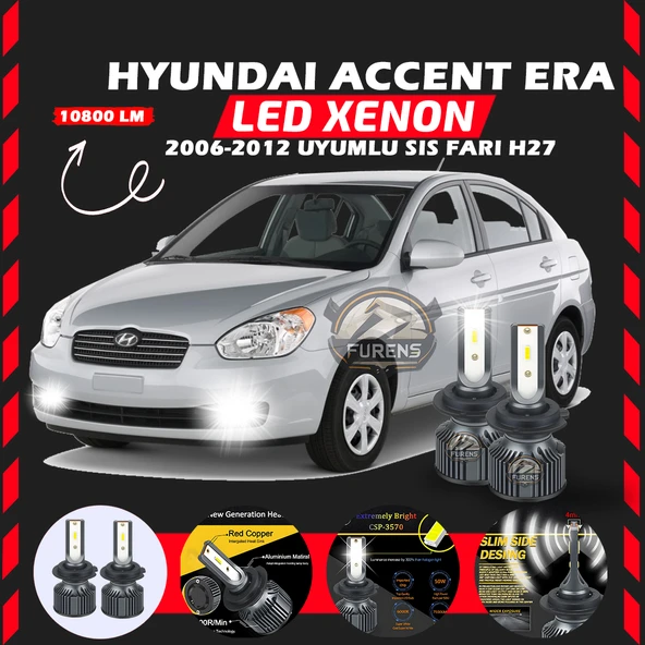 Hyundai Accent Era 2006-2012 Sis Farı Uyumlu Şimşek Etkili Led Xenon Premium Series H27 ürün görseli