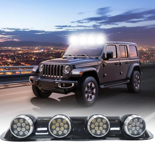Off-Road Sis Lambası Yuvarlak Siyah 12x4 Led 12-24v Set - 6