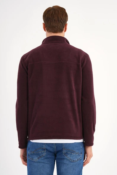 Bordo Polar Sweatshirt Erkek Dik Yaka - 3