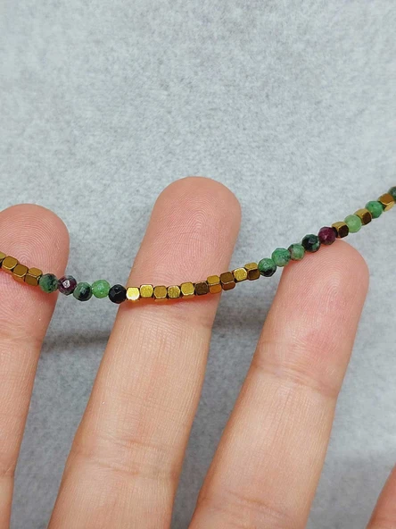 Dream Serisi Anyolit (Rubizoit- Rubyzoisit) Taşı 3mm Kolye (45936) - Resim 3