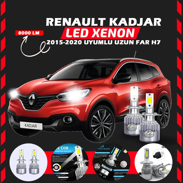 Renault Kadjar 2015-2020 Uzun Far Uyumlu Şimşek Etkili Led Xenon Performance Series H7