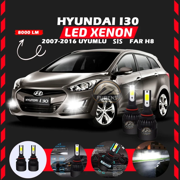 Hyundai İ30 2007-2016 Sis Farı  Uyumlu Şimşek Etkili Led Xenon Light Series H8