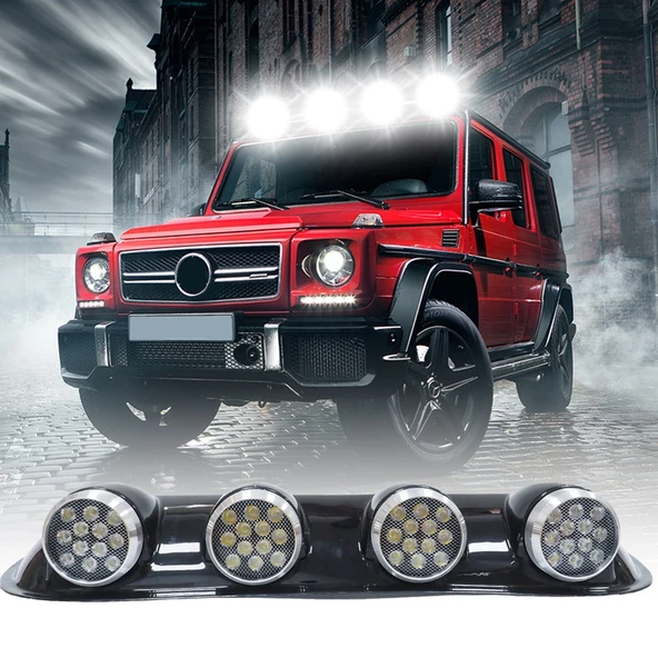 Off-Road Sis Lambası Yuvarlak Siyah 12x4 Led 12-24v Set - 2