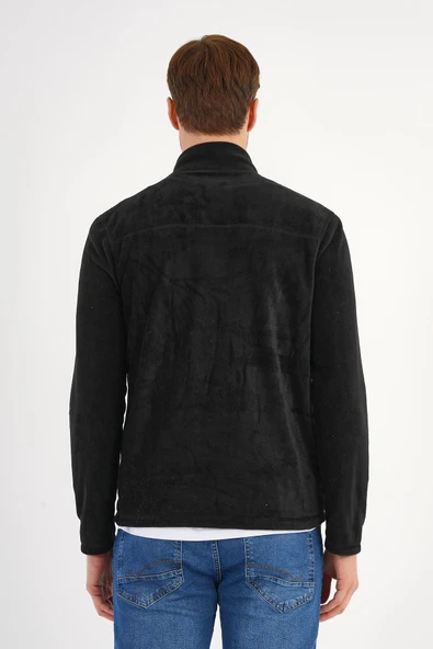 Siyah Polar Sweatshirt Erkek Dik Yaka - 3