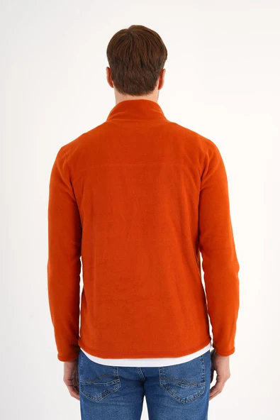Turuncu Polar Sweatshirt Erkek Dik Yaka - 3