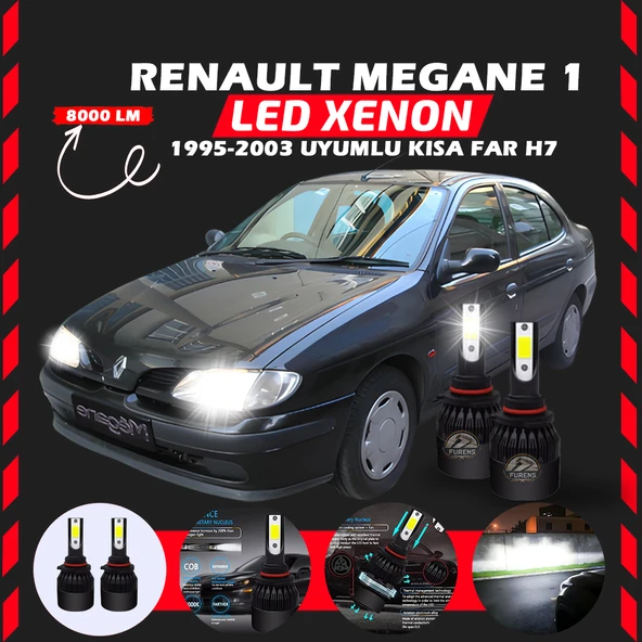 Renault Megane 1 1995-2003 Kısa Far Uyumlu Şimşek Etkili Led Xenon Light Series H7 ürün görseli 1