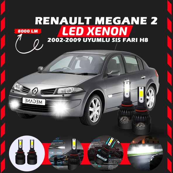 Renault Megane 2 2002-2009 Sis Farı Uyumlu Şimşek Etkili Led Xenon Light Series H8 ürün görseli