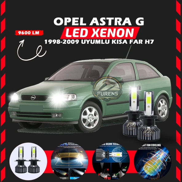 Opel Astra G 1998-2009 Kısa Far Uyumlu Şimşek Etkili Led Xenon Pro Series H7