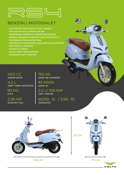 RS4 BENZINLI SCOOTER (50CC) BEYAZ - 7