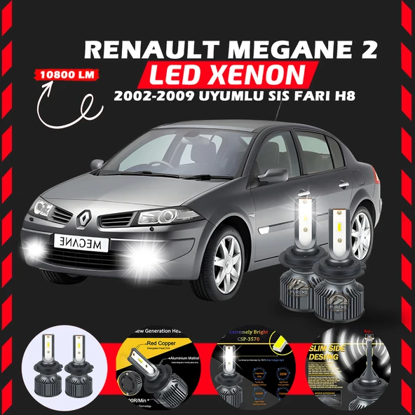 Renault Megane 2 2002-2009 Sis Farı Uyumlu Şimşek Etkili Led Xenon Premium Series H8