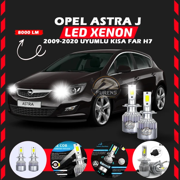 Opel Astra J 2009-2020 Kısa Far Uyumlu Şimşek Etkili Led Xenon Performance Series H7