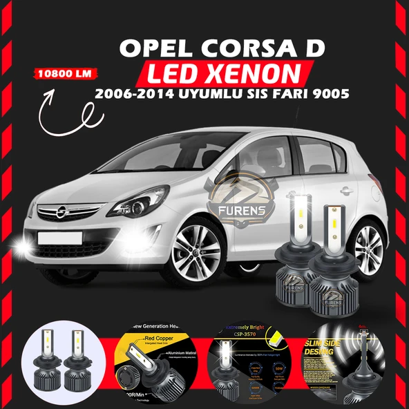 Opel Corsa D 2006-2014 Sis Farı Uyumlu Şimşek Etkili Led Xenon Premium Series H9005 ürün görseli