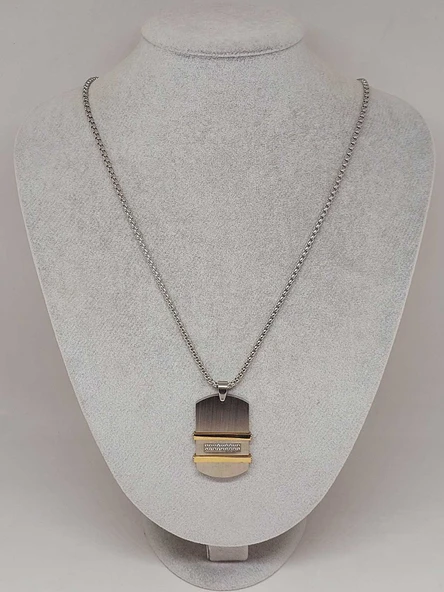 Taş Detaylı Erkek Çelik Kolye (56018) - Resim 2