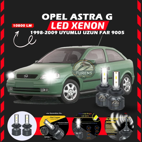 Opel Astra G 1998-2009 Uzun Far Uyumlu Şimşek Etkili Led Xenon Premium Series H9005