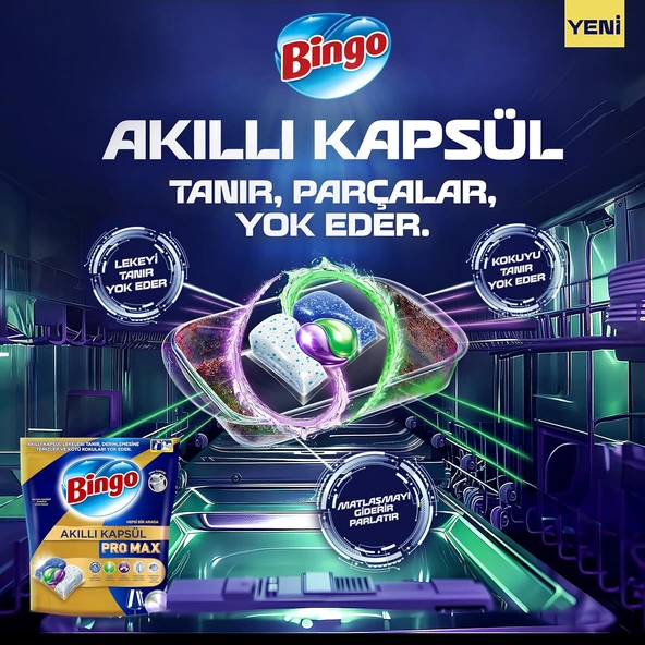 Bingo Akıllı Kapsül Pro Bulaşık Makinesi Deterjanı Tableti 480 Adet Limon Kokulu (6PK*80) - 7