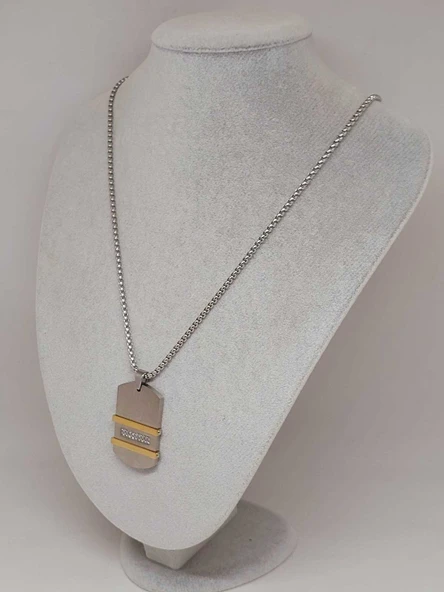 Taş Detaylı Erkek Çelik Kolye (56018) - Resim 5