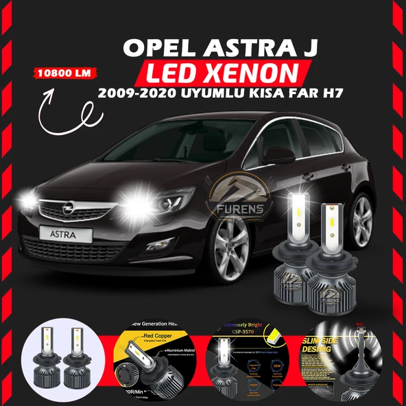Opel Astra J 2009-2020 Kısa Far Uyumlu Şimşek Etkili Led Xenon Premium Series H7 ürün görseli 1