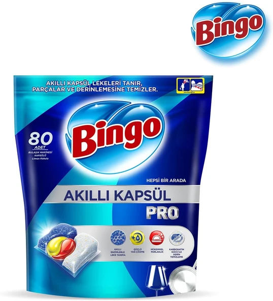Bingo Akıllı Kapsül Pro Bulaşık Makinesi Deterjanı Tableti 480 Adet Limon Kokulu (6PK*80) - 3