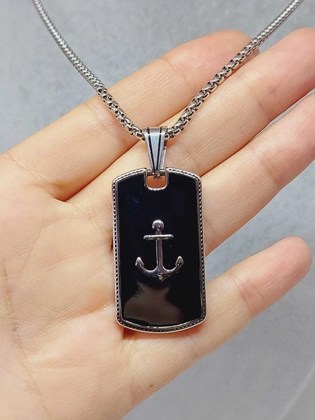 Çapa Detaylı Erkek Çelik Kolye (56020) - Resim 3