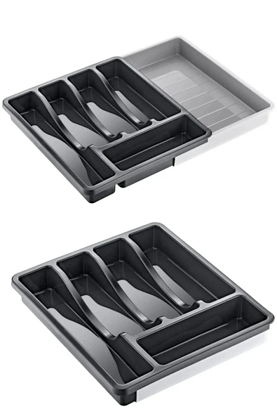 Online Kapında Uzayabilen Ayarlanabilir Kayar Kızaklı Çekmece Içi Kaşıklık Organizeri Antrasit ürün görseli 1