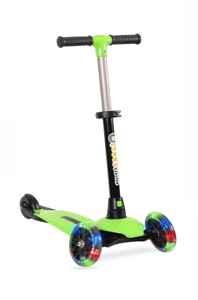 Leedy Yeşil Led Işıklı 3 Tekerlekli Scooter
