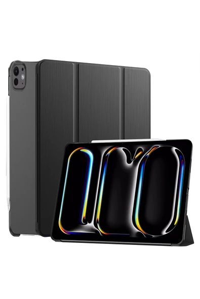 Ipad Pro 13 Inç 2024 M4 Kılıf Flip Smart Standlı Akıllı Kılıf Smart Cover Case  Siyah