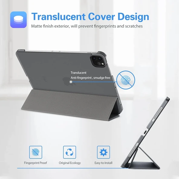Ipad Pro 13 Inç 2024 M4 Kılıf Flip Smart Standlı Akıllı Kılıf Smart Cover Case  Space Grey - 2