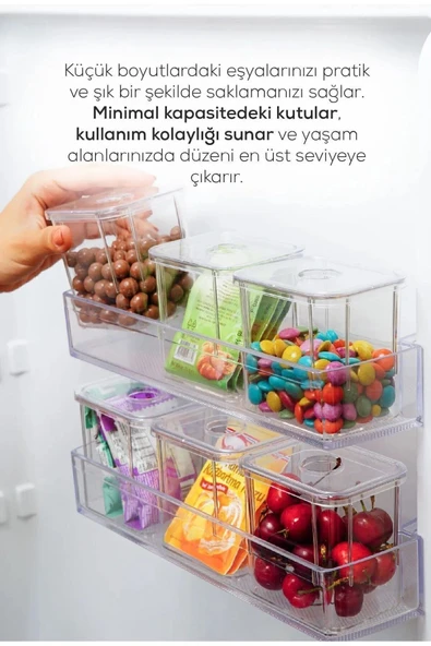 Online Kapında 6lı Kapaklı Saklama Kutusu Seti Dolap Düzenleyici Şeffaf - 3