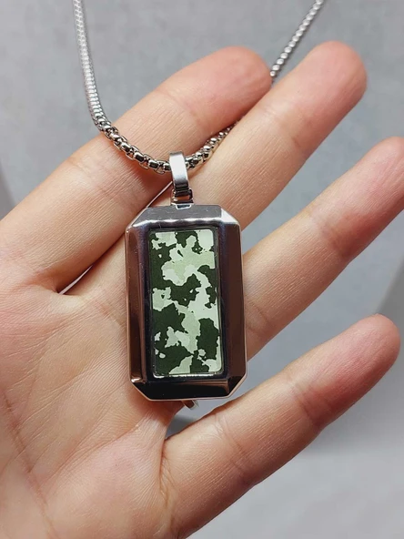 Night Serisi Erkek Doğal Taşlı Çelik Kolye (56030) - 3