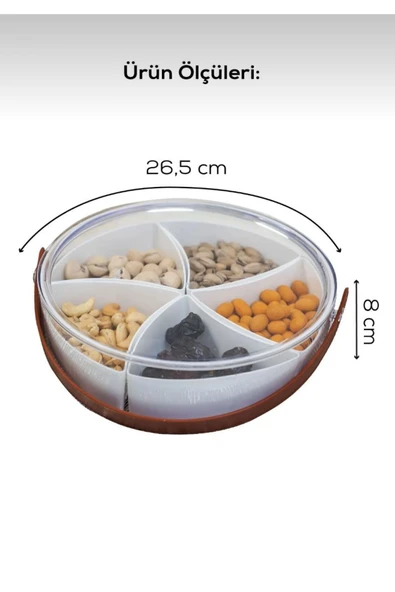 CMshop Kapaklı Kulplu 5 Bölmeli Vakumlu Kahvaltılık/Çerezlik - 6