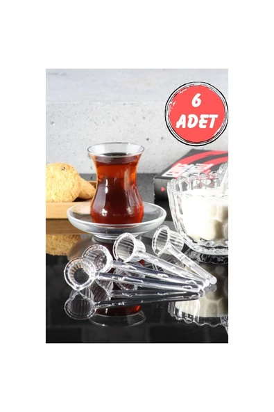 Online Kapında Lüks 6 Adet Mika Origami Şekilli Kristal Şeker Baharat Kaşığı Reçel Kaşığı 16cm