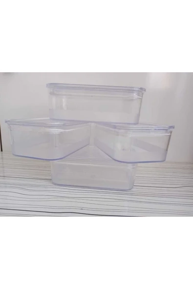 Online Kapında 5 li Akrilik Kapaklı Kutulu Kahvaltılık Saklama Kabı Seti Şeffaf Kahvaltılık - 2