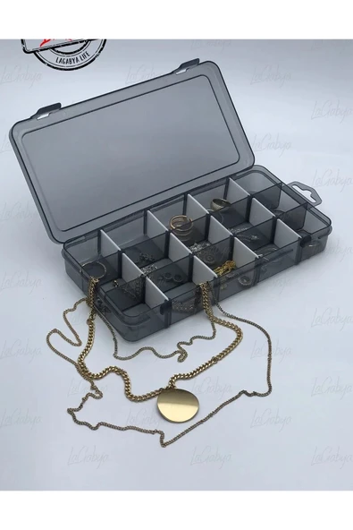 Online Kapında Lüks 15 Bölmeli Ayarlanabilir Takı Organizer Ilaç Boncuk Küpe Kolye Yüzük Toka Kutusu - 3