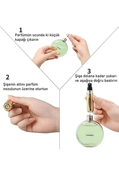 Patisland 5 Adet Taşınabilir Mini Doldurmalı Parfüm Şisesi Cep Parfümü Orijinal Parfüm Seti - 3